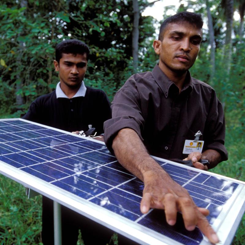 Solar panel on used for lighting village homes. Sri Lanka. 