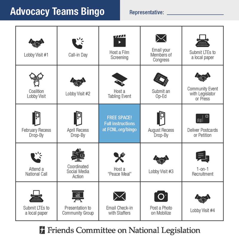Advocacy Teams Bingo Card