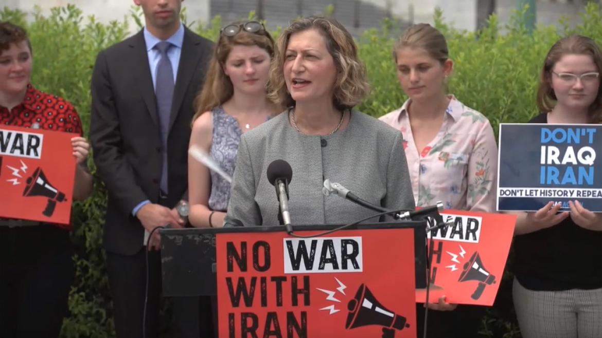 Diana Ohlbaum speaking at No War with Iran press conference