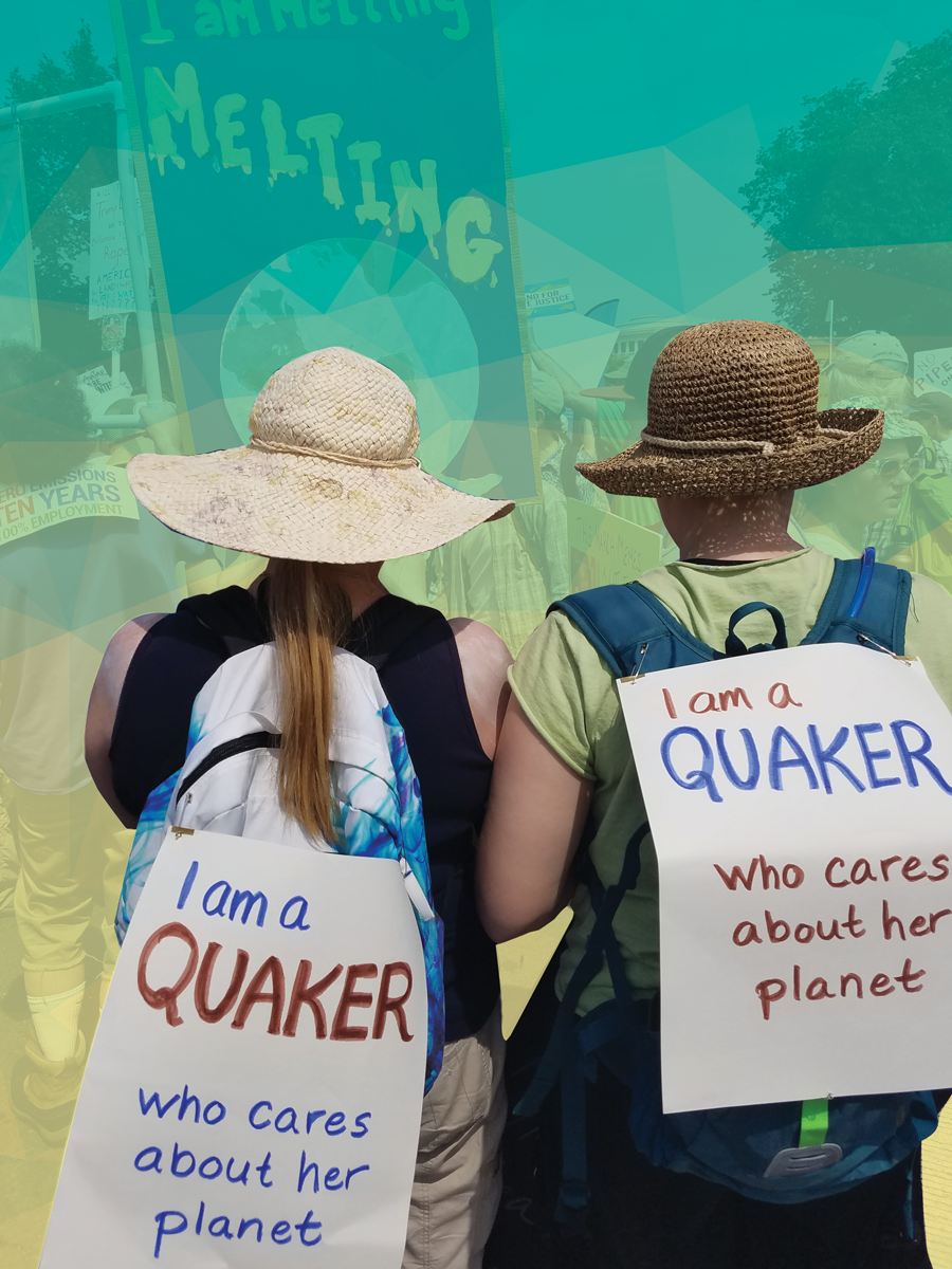 Two Quakers at a climate protest.