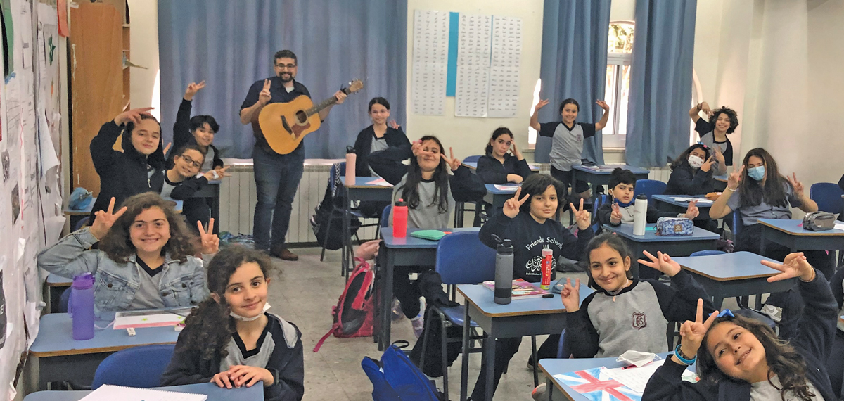 FCNL's Hassan El-Tayyab with Ramallah Friends Students