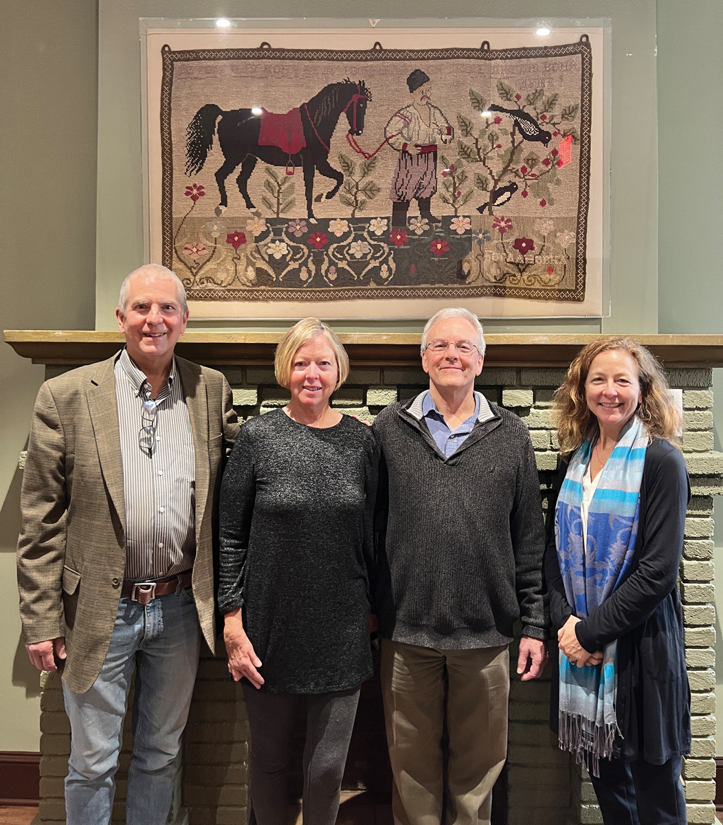 Bridget Moix, Steve Hulbert, Louise Hulbert, and Mark Hulbert at tapestry unveiling