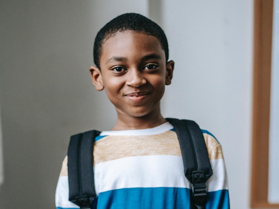 Young Black student in school