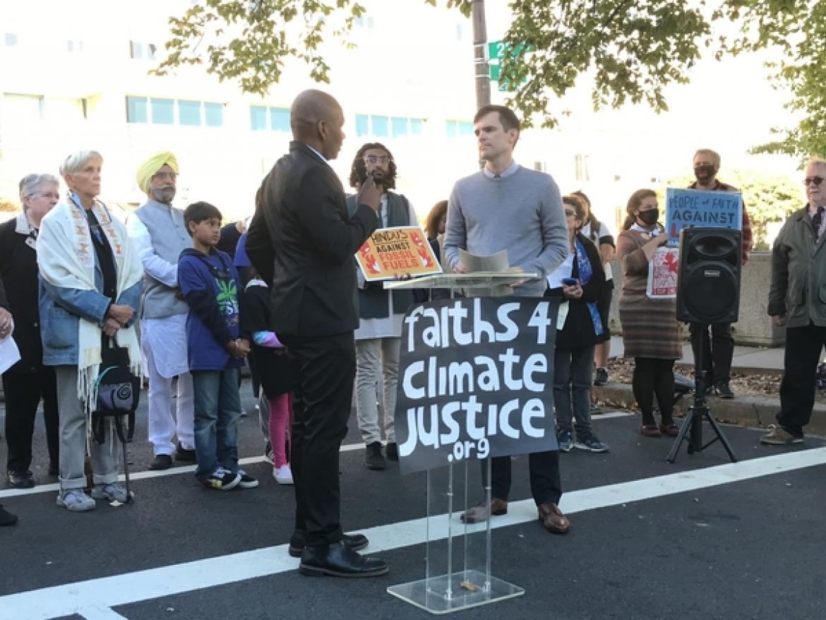Clarence Edwards at interfaith climate vigil.