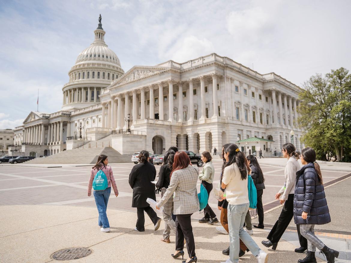 Group of young advocates walking toward the U.S. Captiol