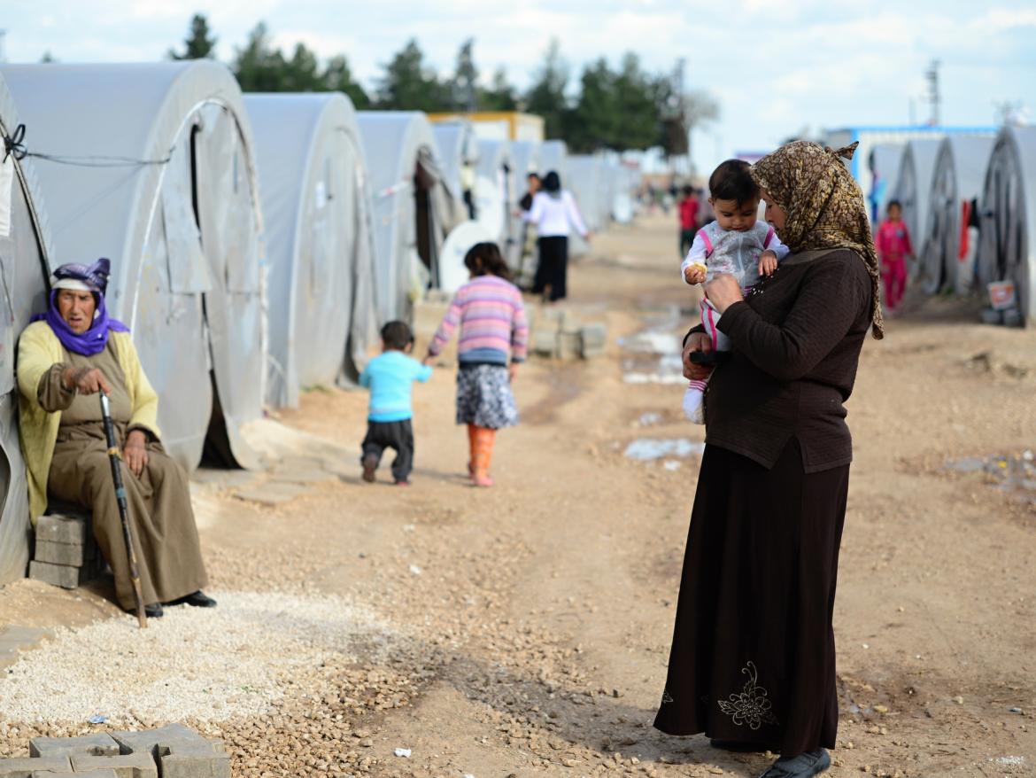 Syrian people in refugee camp in Suruc, Turkey.