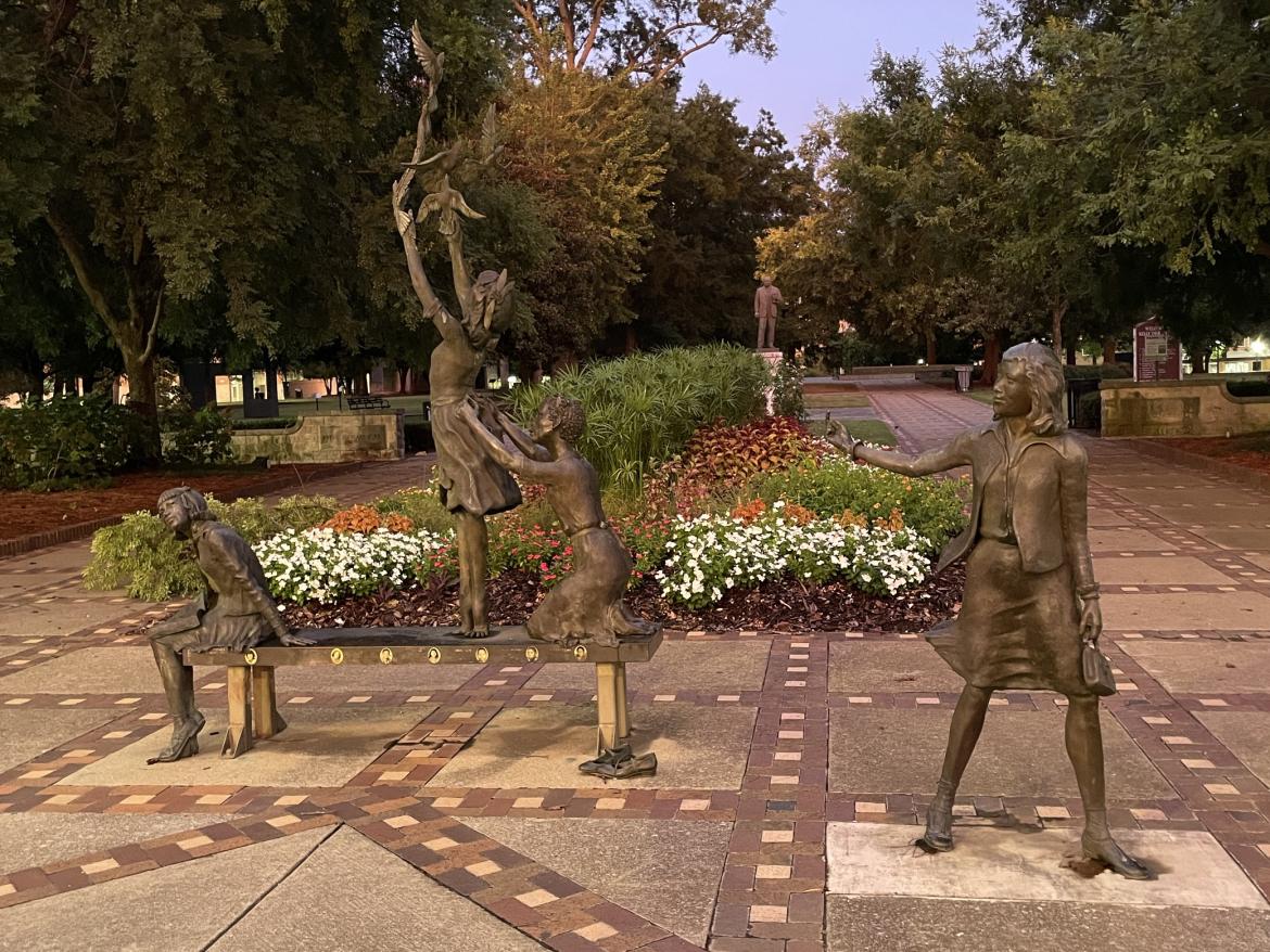 The "Four Spirits" statue outsid the 16th Street Baptist Church. It depicts  three girls on a park bench and a fourth girl playing on the side