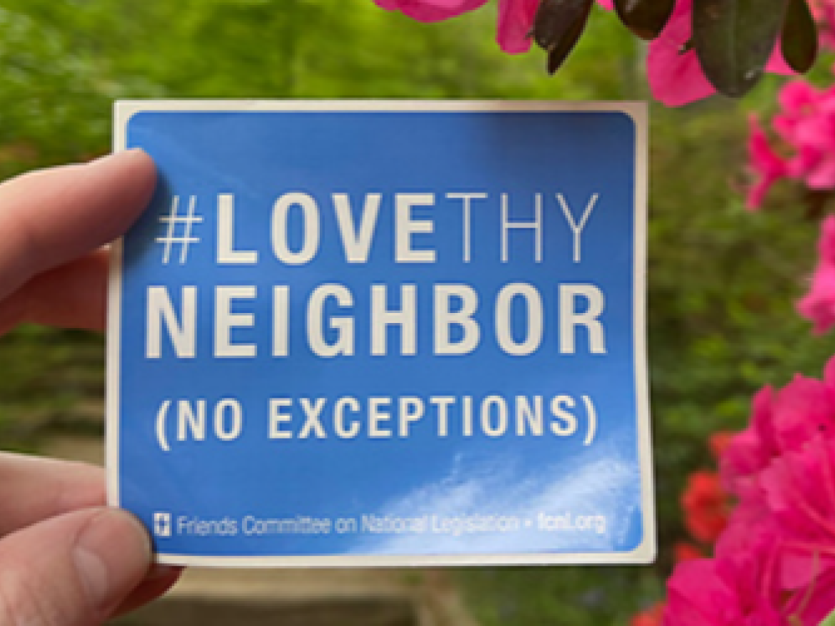 Love Thy Neighbor sticker w flowers