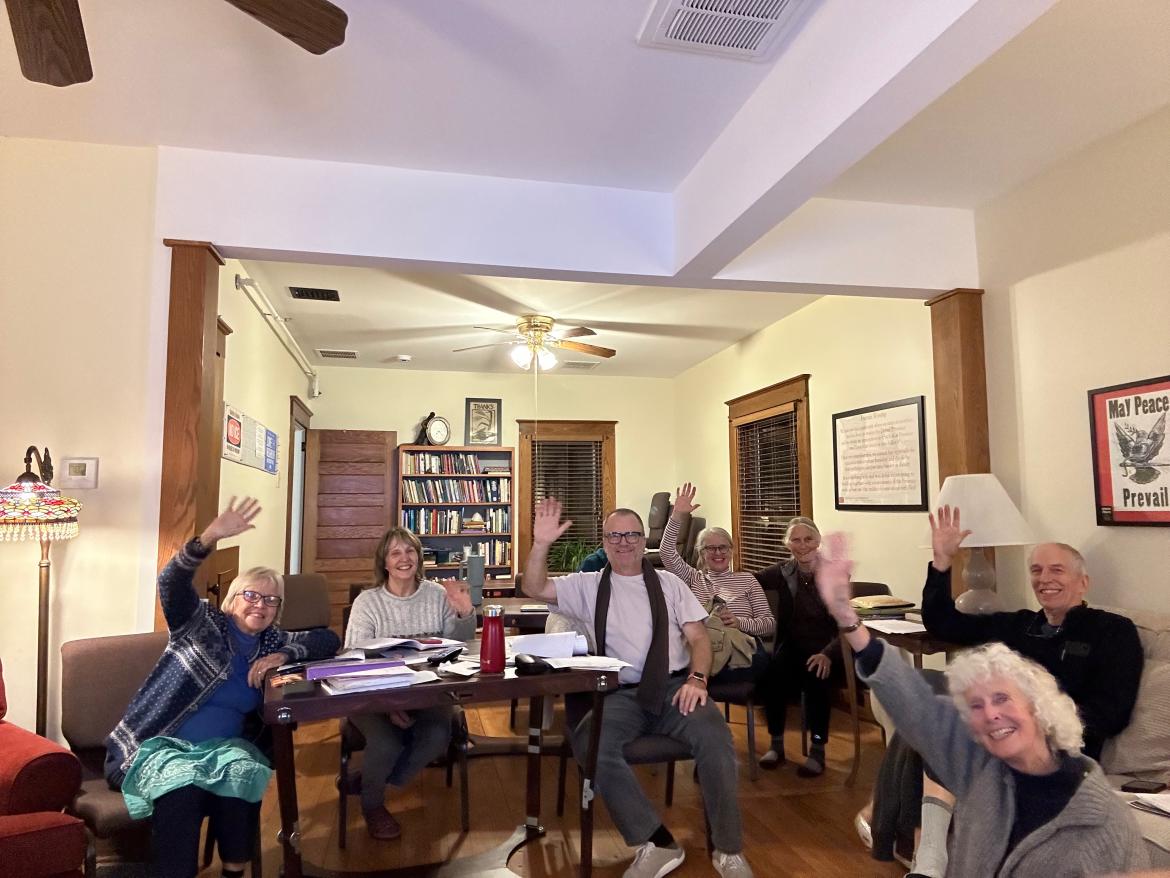 Quaker House Chataqua watching Annual Meeting 2025