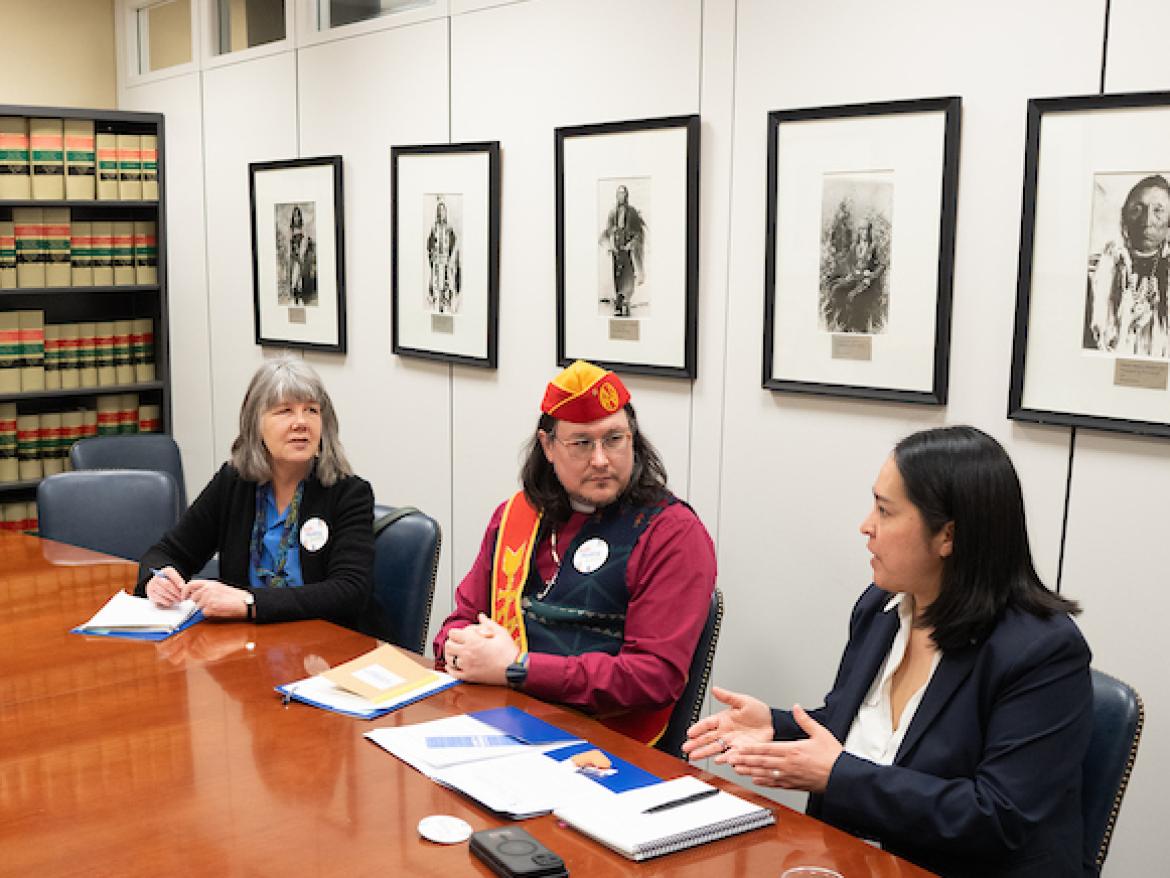 Rev. Murray Crookes in a lobby visit