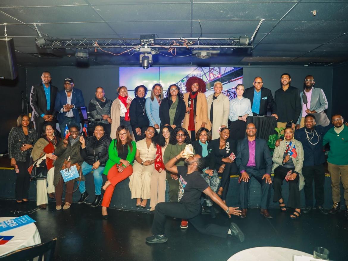 Crowd of people on a sound stage