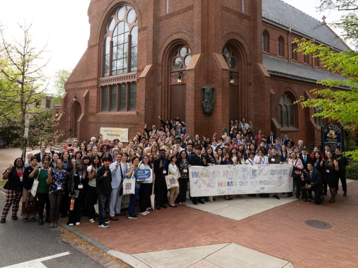 People Gathered in front of a Church