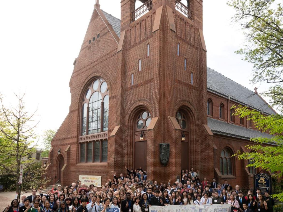 People Gathered in front of a Church