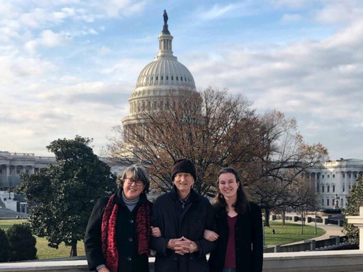 Three generations of Grace Dodge's family stand on Capitol Hill before lobbying