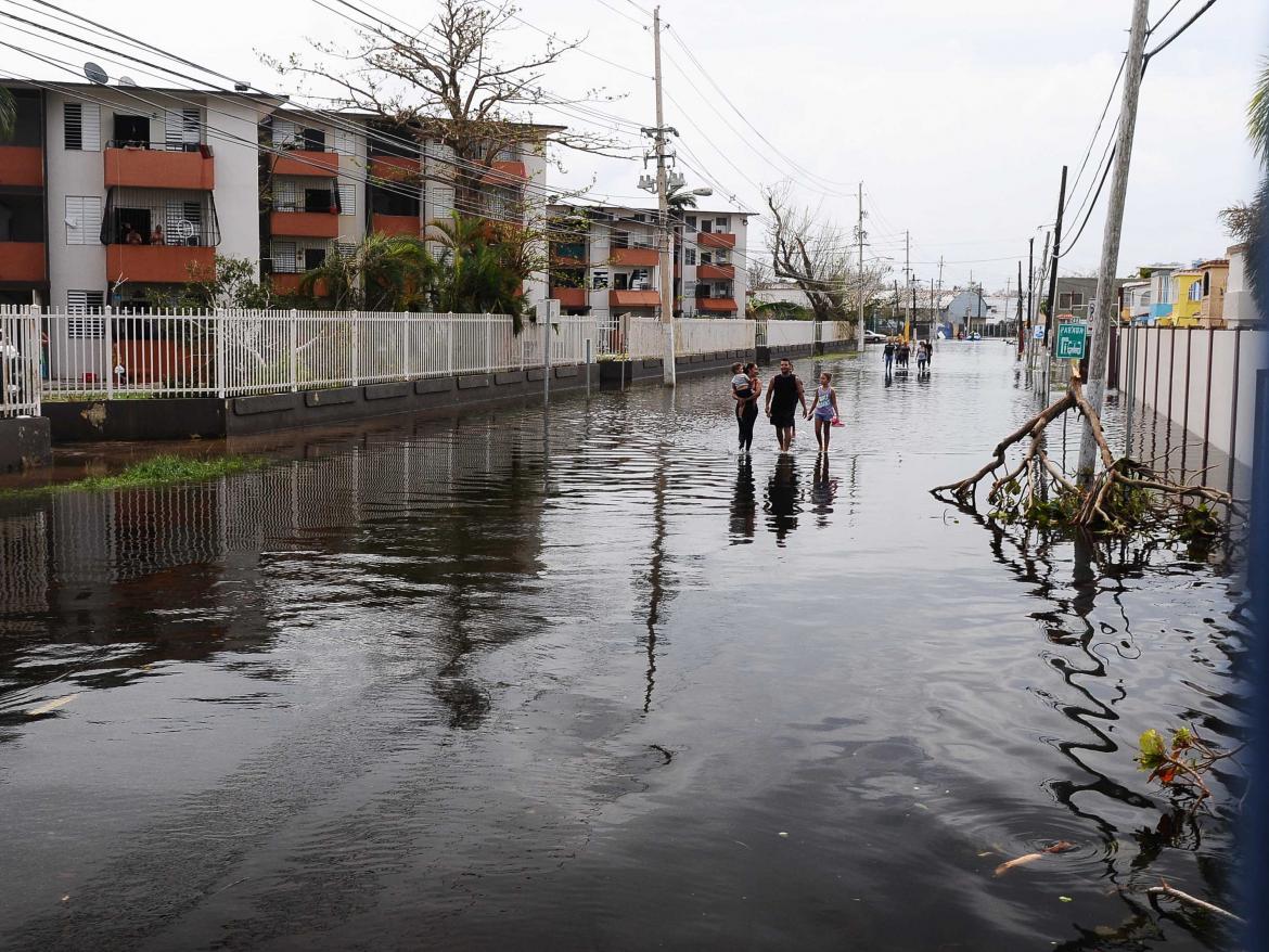 Water-filled street as a result of Hurricane Maria. 