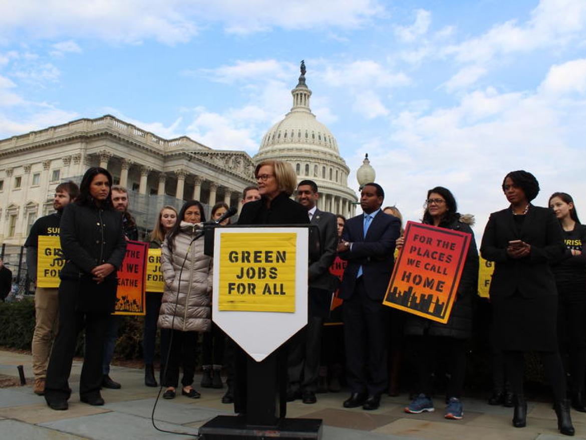 Press conference for Green New Deal in front of U.S. Capitol