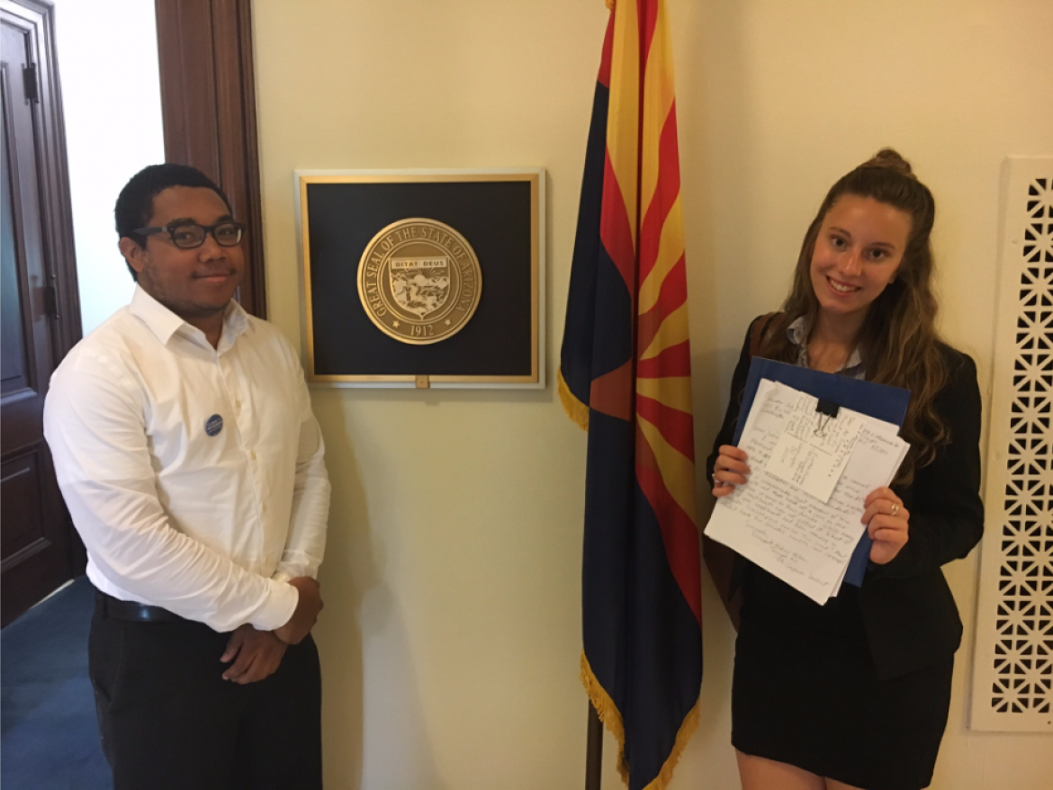 Aurelio and Hannah in front of Sen. Flake's office