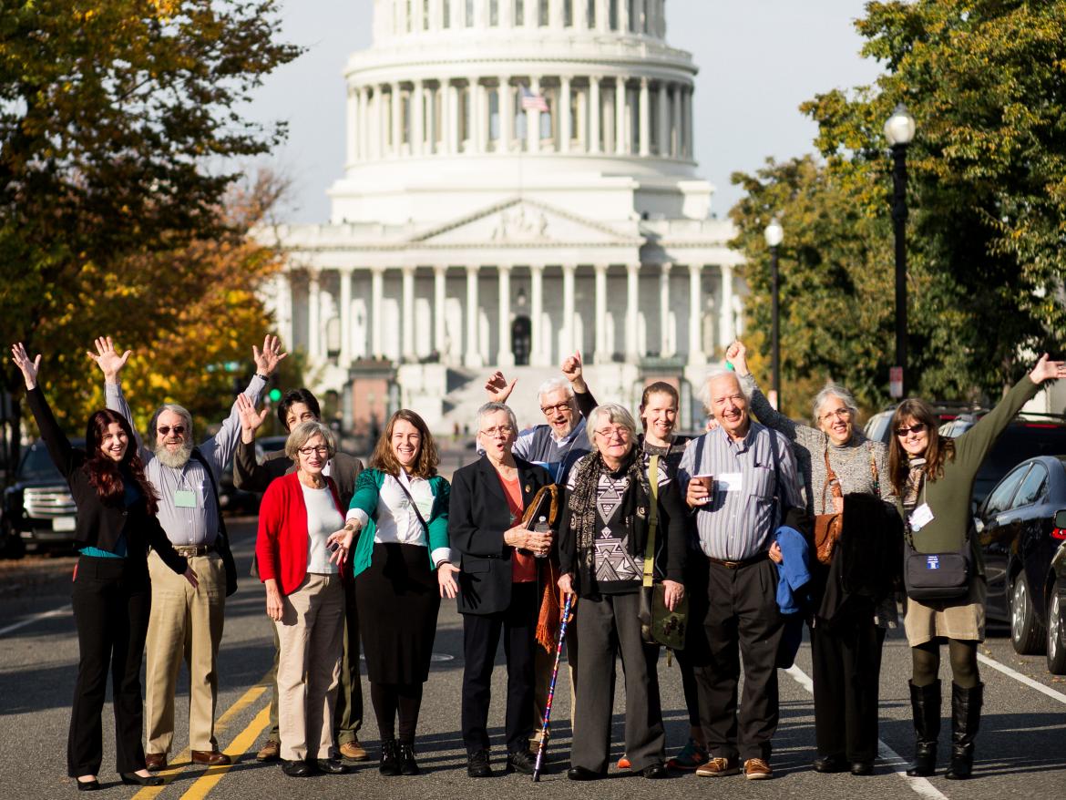 People lobbying on Capitol Hill as part of Quaker Public Policy Institute.