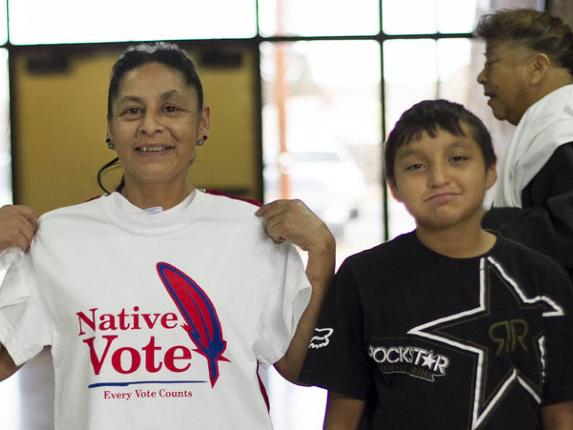 Native voters at the polls. 