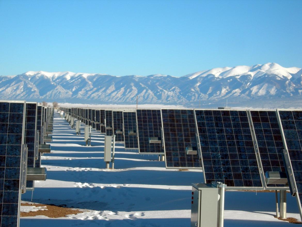 Solar Array With Mountains