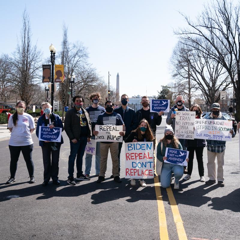 DC Advocacy Team rallies in front of White House for AUMF repeal