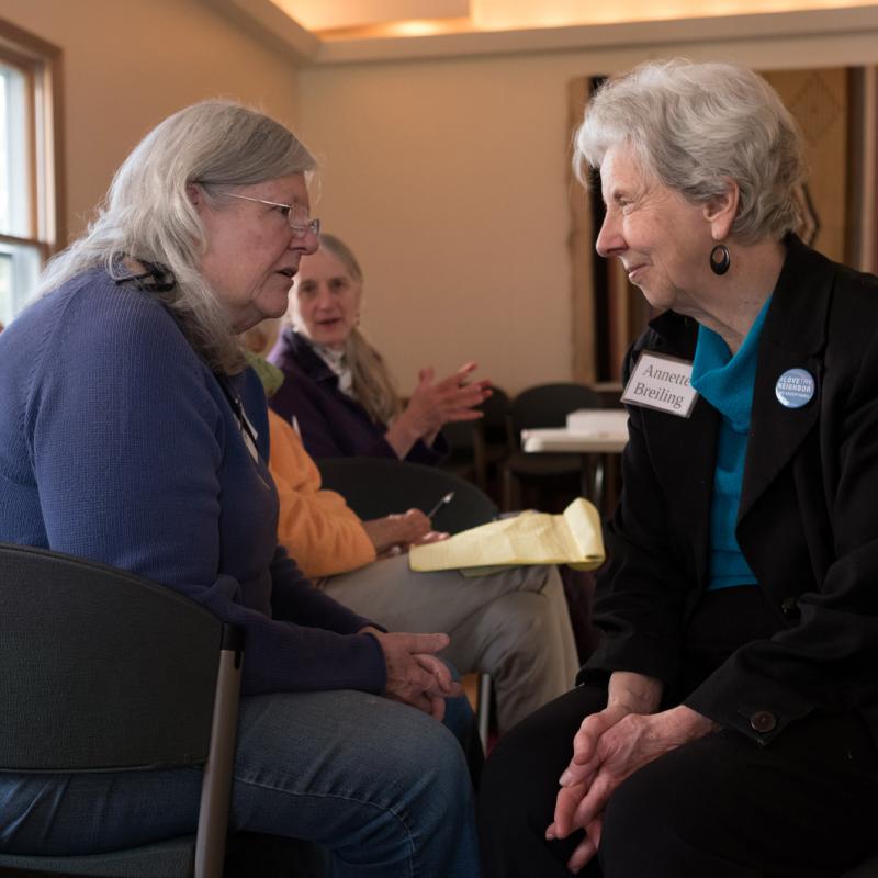 Annette Breiling in conversation at FCNL Advocacy Team launch 