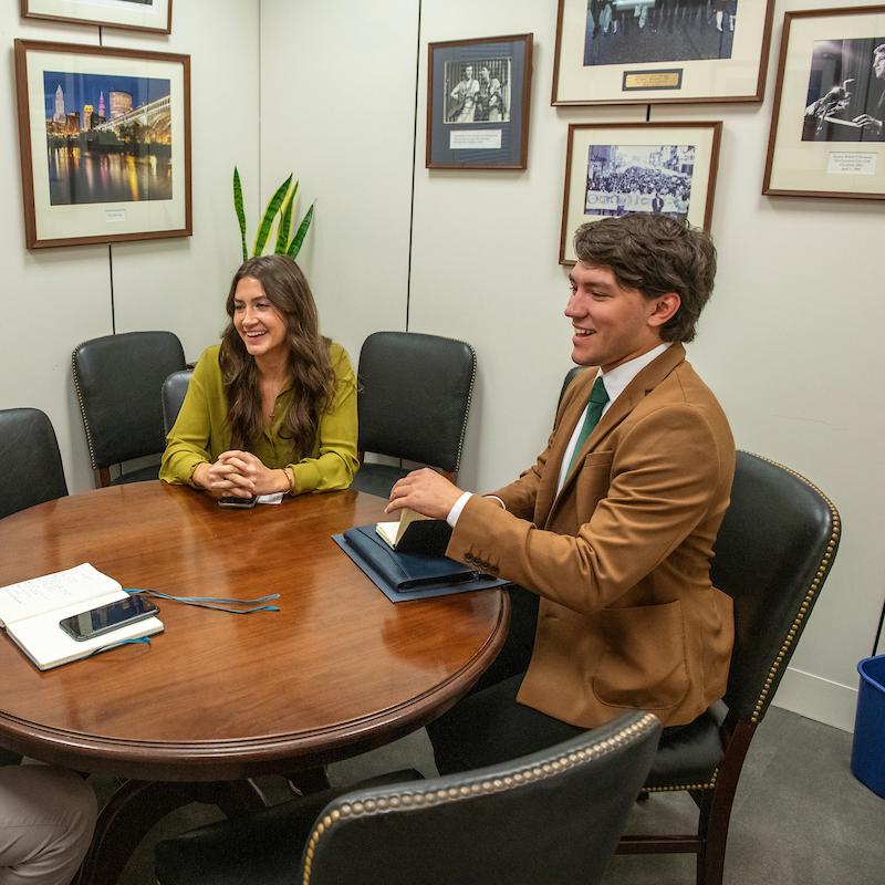 Two members of FCNL's Advocacy Corps meet with Congressional staff