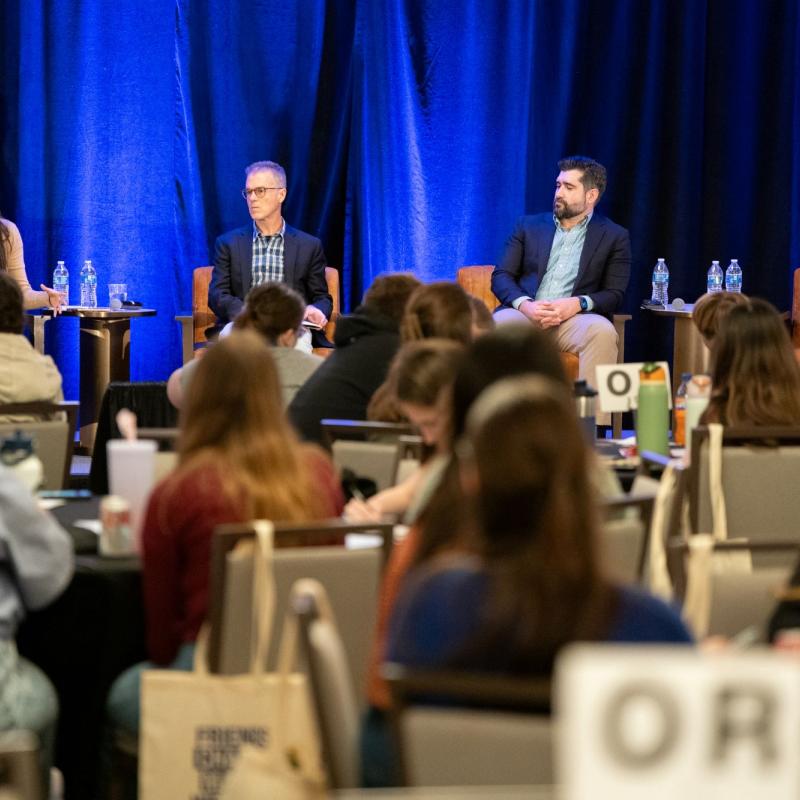A panel on a stage
