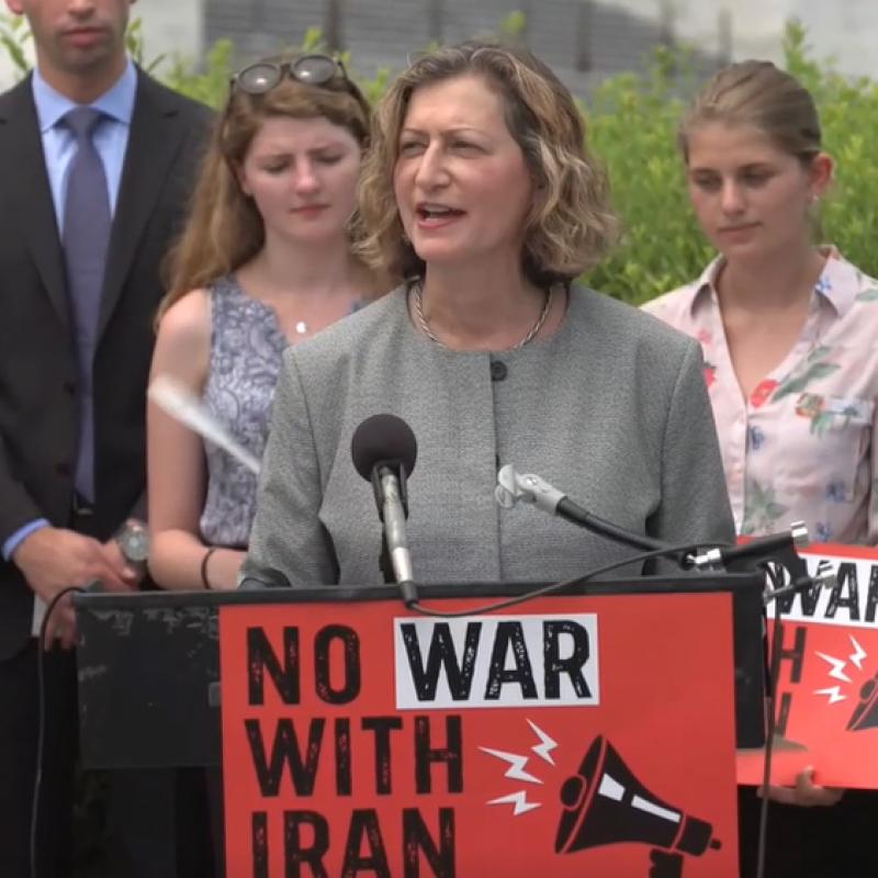Diana Ohlbaum speaking at No War with Iran press conference