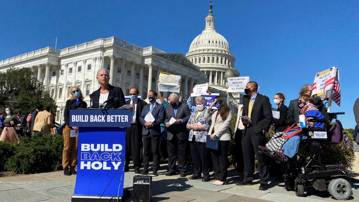 Diane Randall speaks at Build Back Better 12-hour vigil at U.S. Capitol