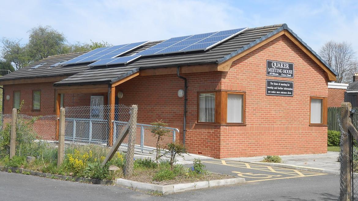 Quaker Meeting House with solar panels on roof Wrexham, Wales.