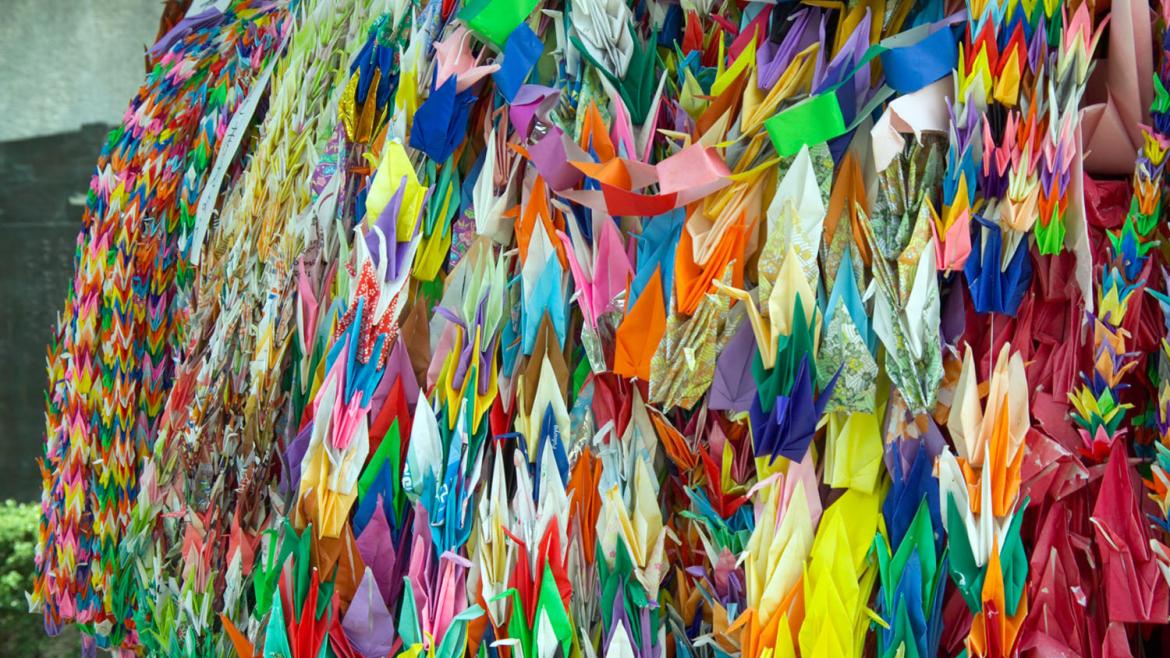 Paper cranes in Hiroshima Peace Memorial Park